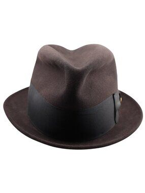 Keith XXXX Fur Felt Fedora Brown Size 7 Wide Brim Feather Band Vintage